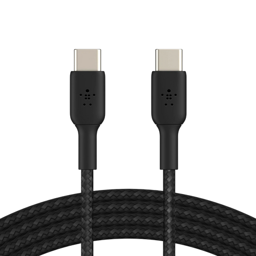 Belkin BoostCharge braided USB-C to USB-C 60W cable, black, coiled