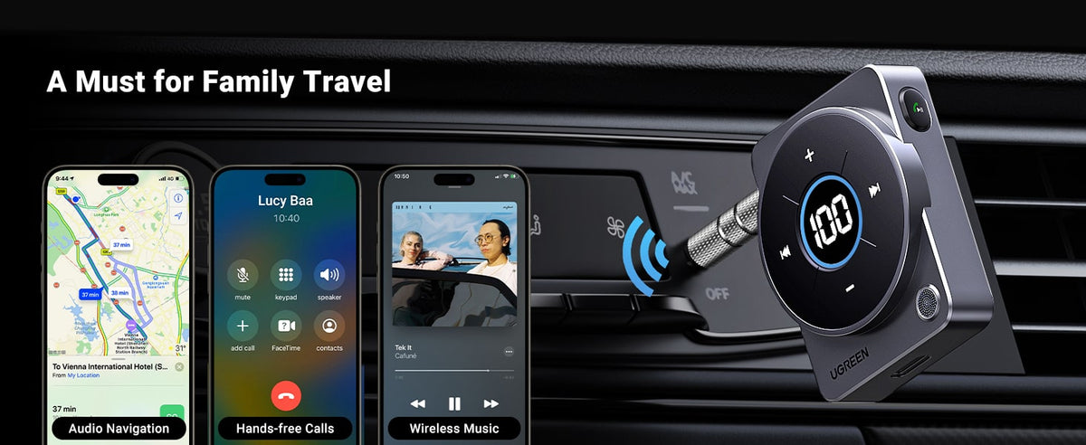 UGreen Bluetooth 5.4 Car AUX Adapter, 3.5mm
