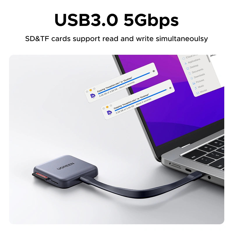 UGreen 3-in-1 Magnetic Card Reader - USB-C