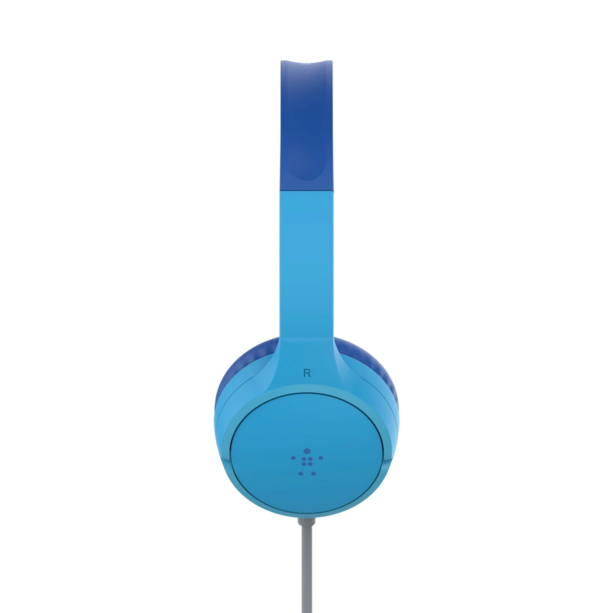 Belkin wired kids headphones blue, side view