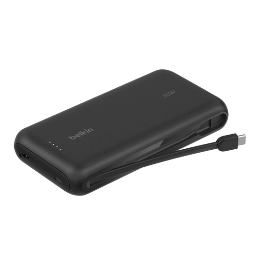 Belkin BoostCharge power bank 20K with integrated USB-C cable, black