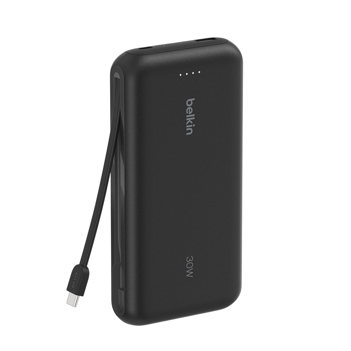 Belkin BPB024 black power bank with built-in USB-C cable unclipped