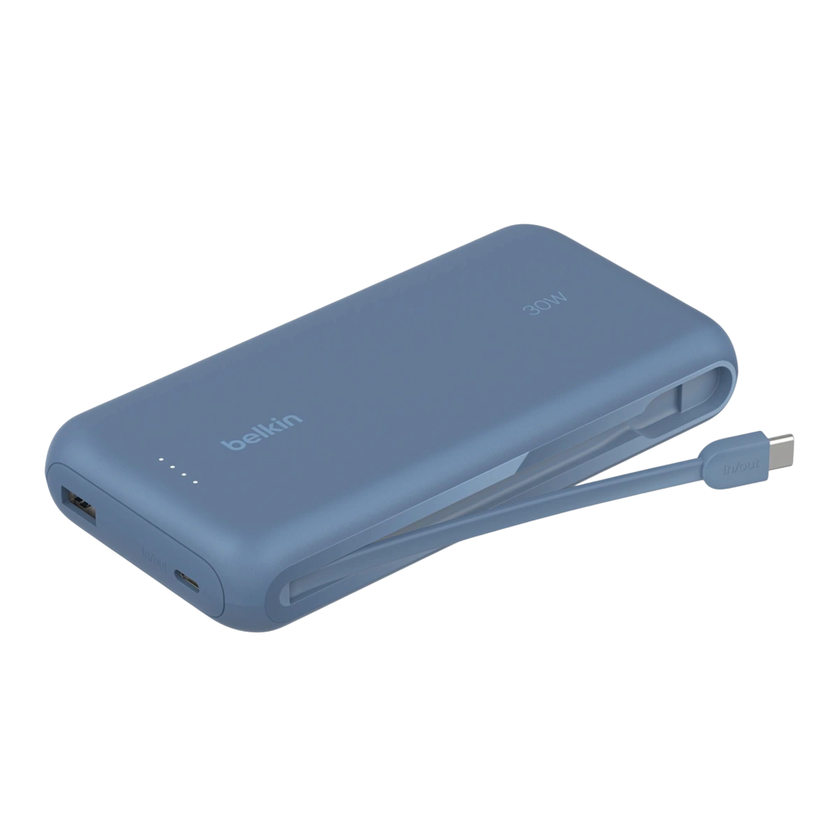 Belkin BoostCharge power bank 20K with integrated USB-C cable, blue