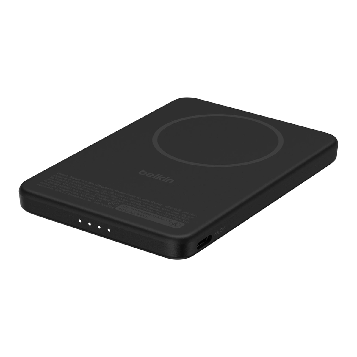 Belkin slim magnetic power bank with Qi2, angled