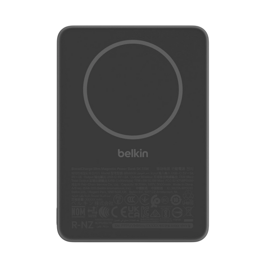 Belkin slim magnetic power bank 5K with magnetic ring, black, front