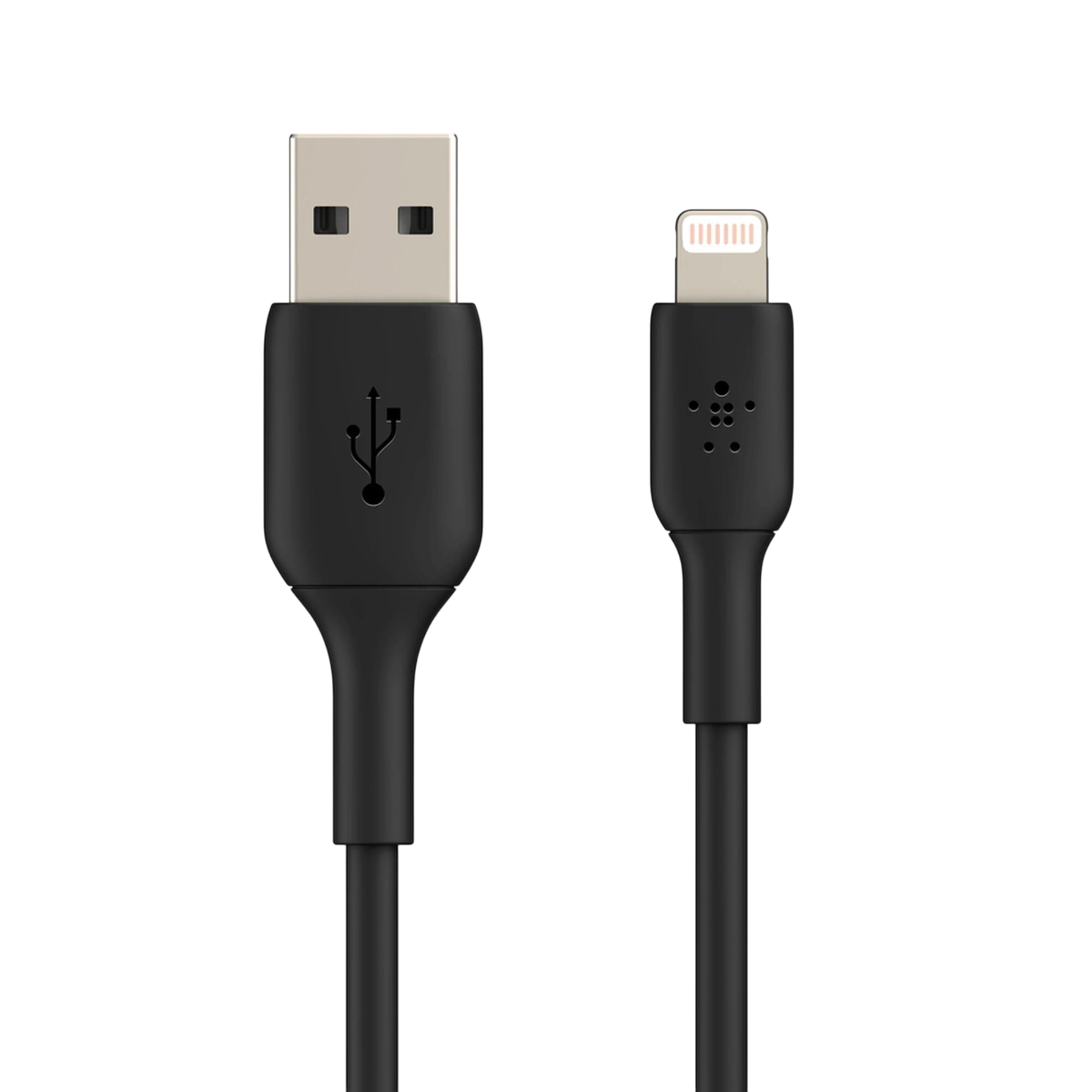 Belkin BoostCharge Lightning to USB-A cable, black, front view