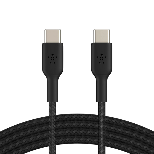 Belkin BoostCharge braided USB-C to USB-C 60W cable, black, coiled