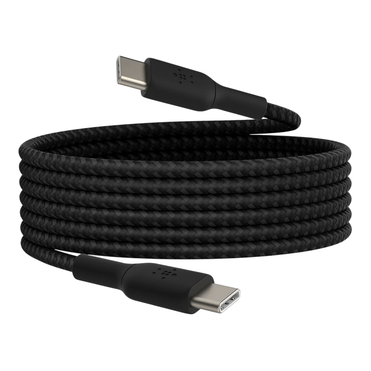 Belkin CAB004 black braided cable coiled