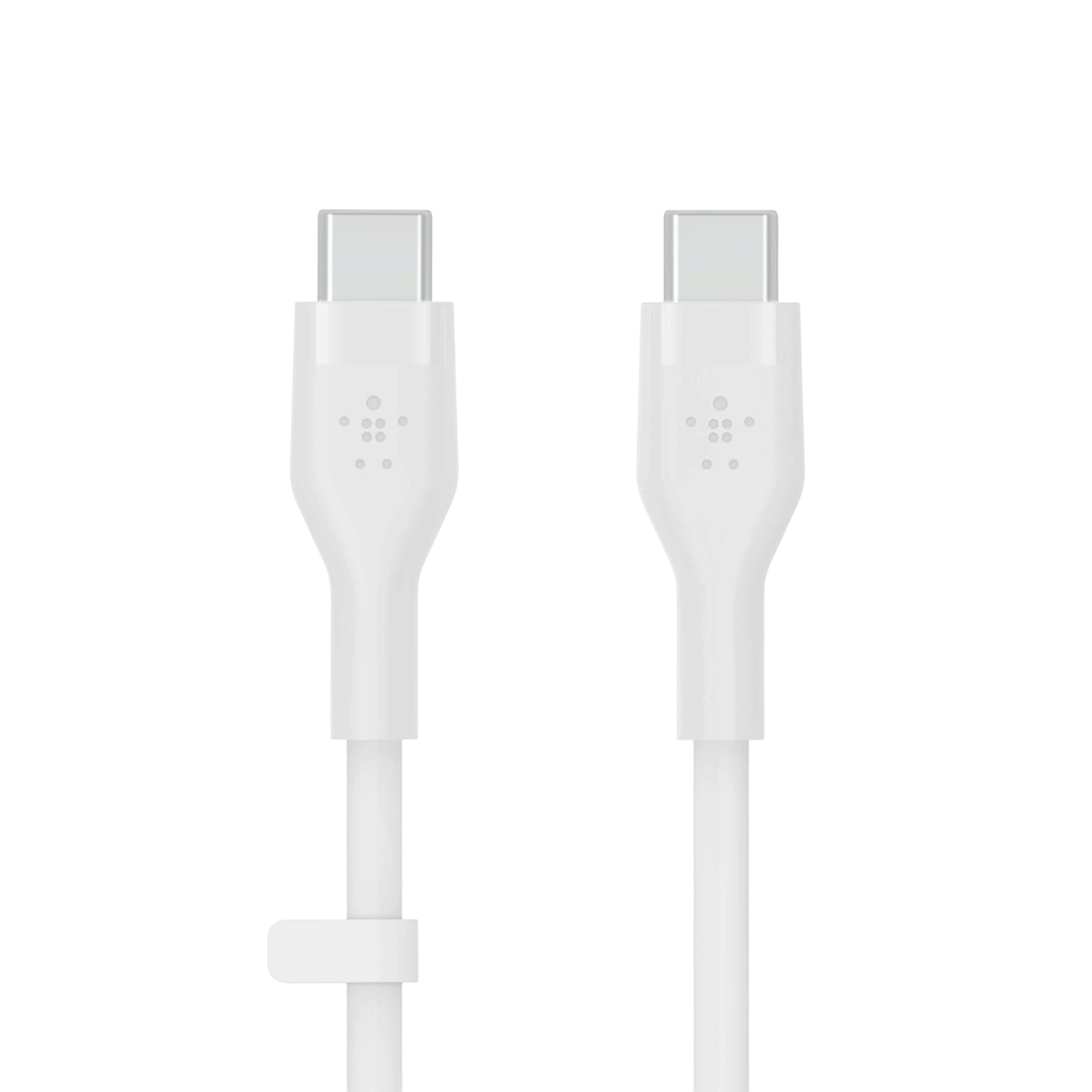 Belkin BoostCharge Flex silicone USB-C to USB-C cable, white, connectors front