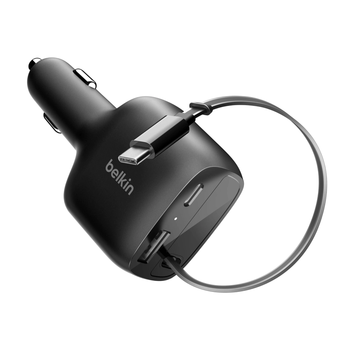 Belkin CCC001 car charger with retractable cable pulled out