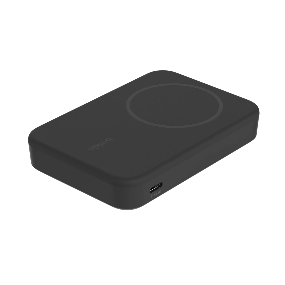 Belkin black magnetic power bank, wireless charging pad side