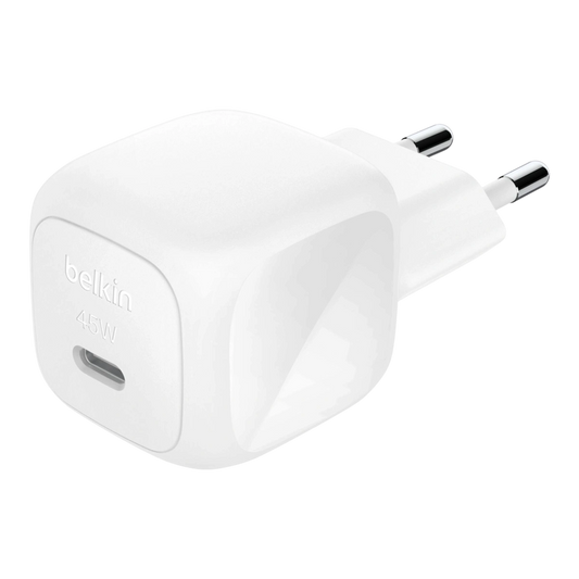 Belkin BoostCharge 45W USB-C wall charger with EU plug, white