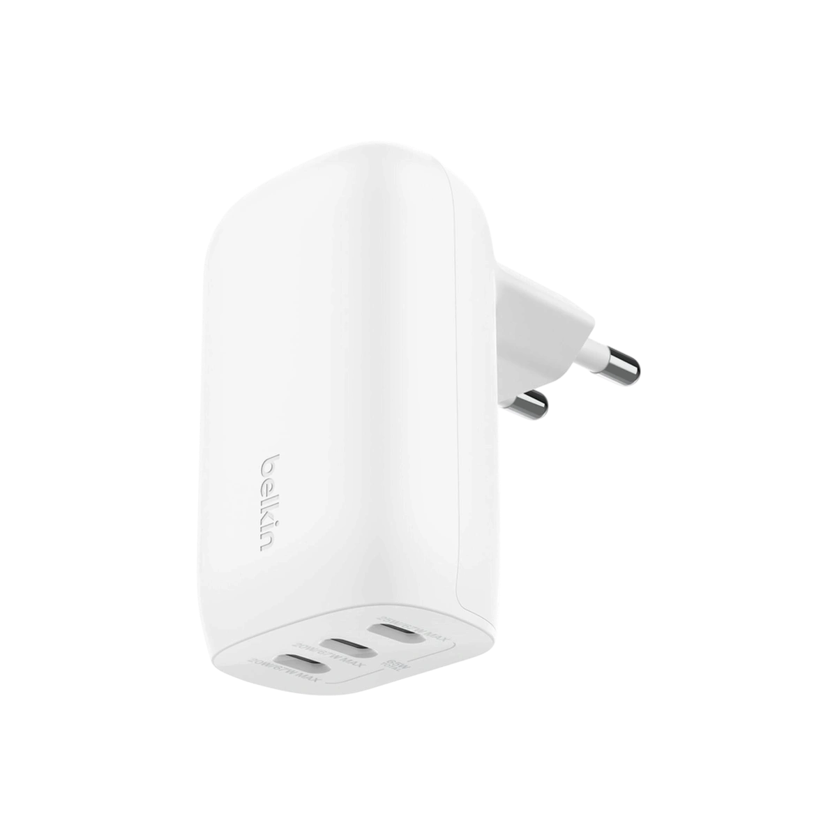 Belkin BoostCharge 3-port USB-C 67W wall charger with EU plug, white