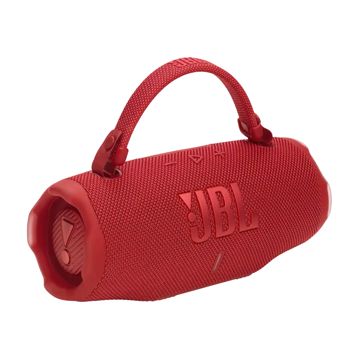 JBL Charge 6 in Red, with carry strap