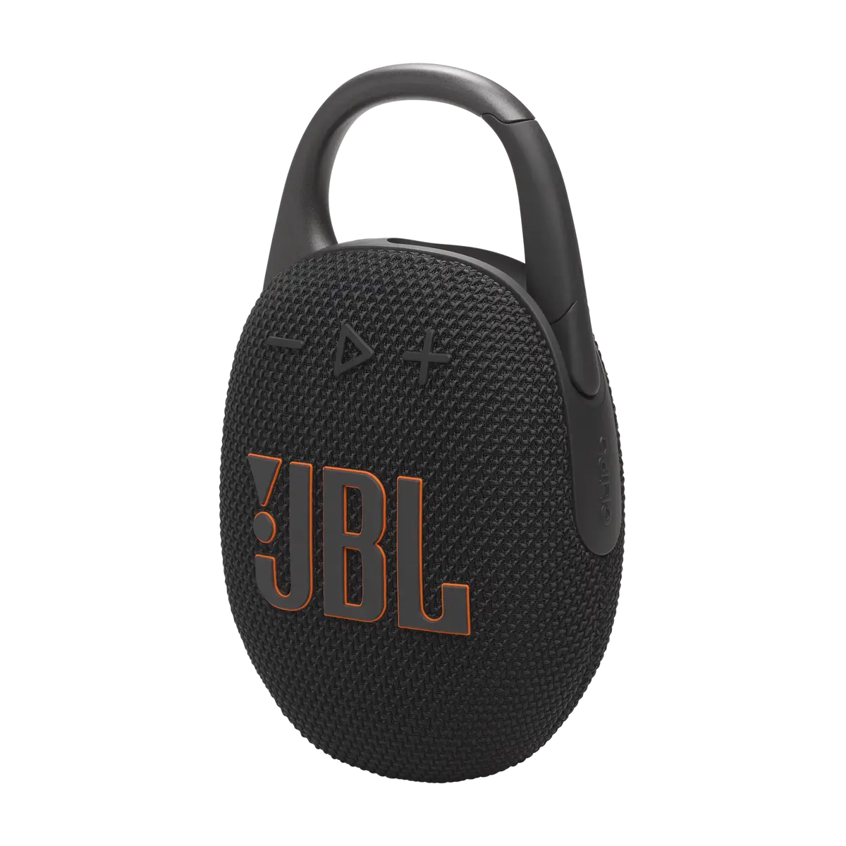 JBL Clip 5 in Black, three-quarter view