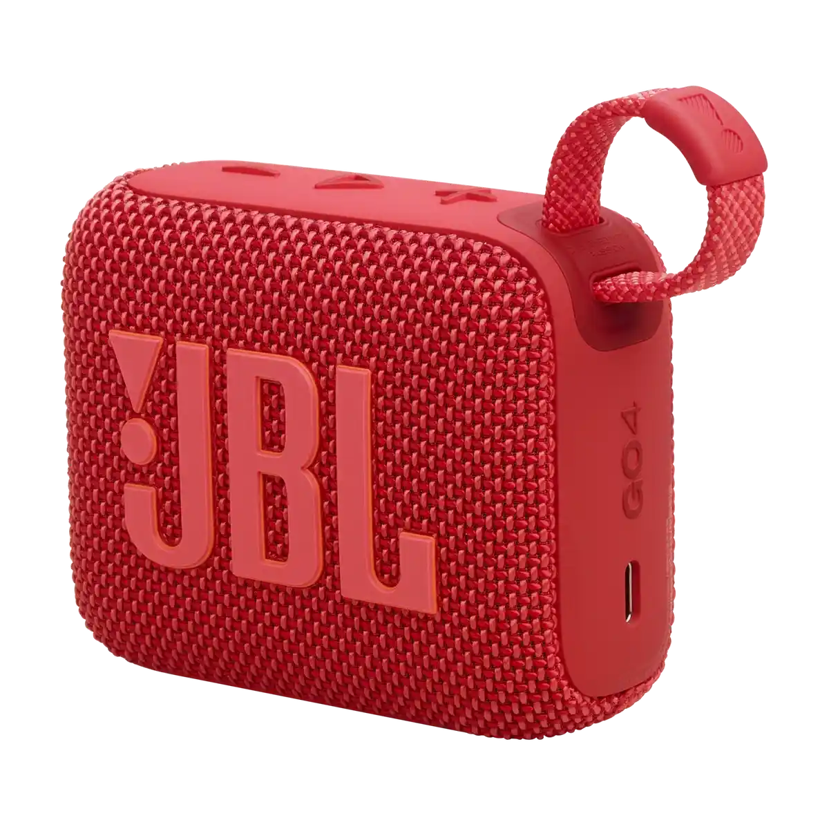 JBL Go 4 in Red, three-quarter view