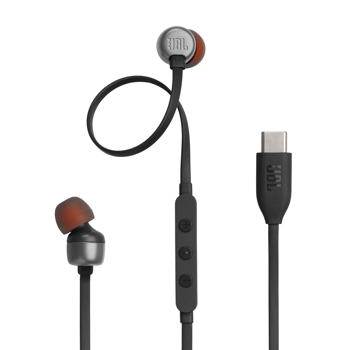 JBL Tune 310C in Black, with USB-C plug