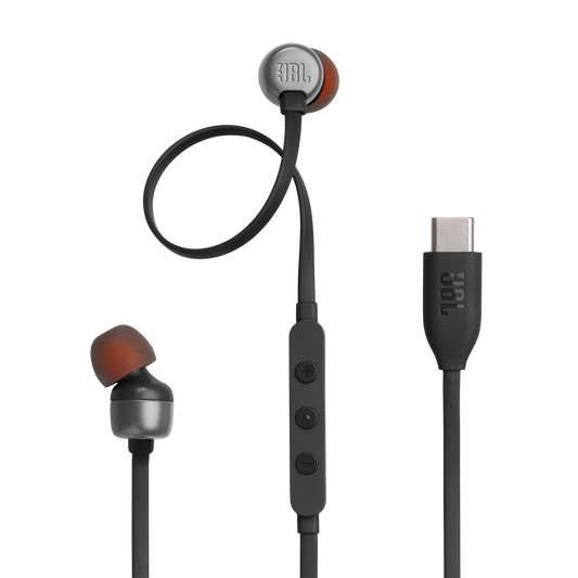 JBL Tune 310C in Black, with USB-C plug