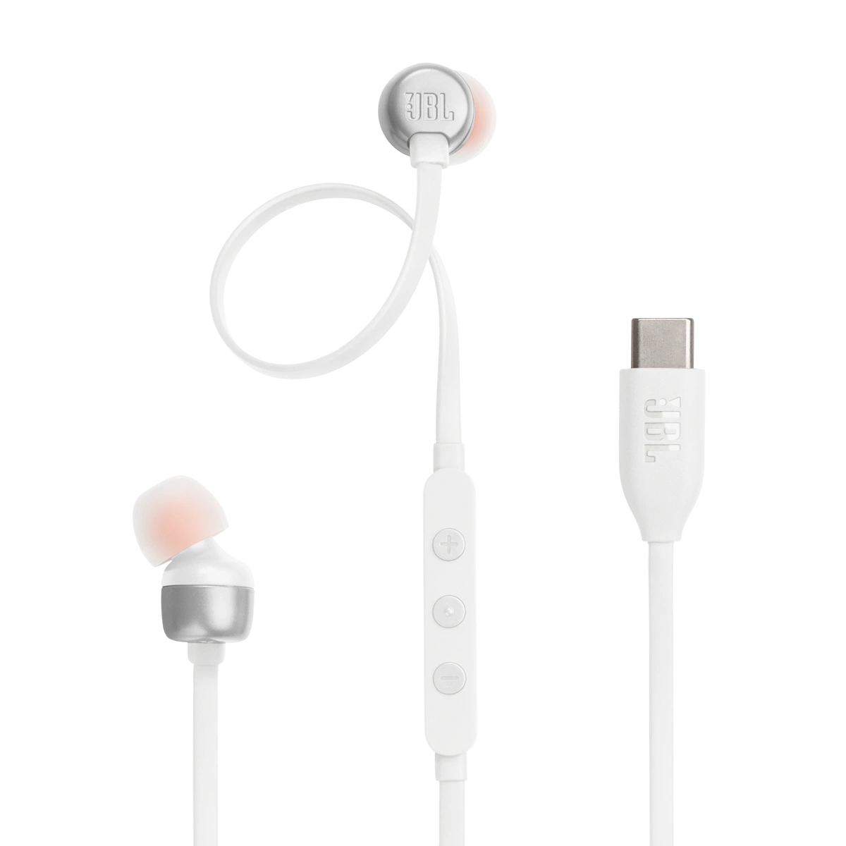 JBL Tune 310C in White, with USB-C plug