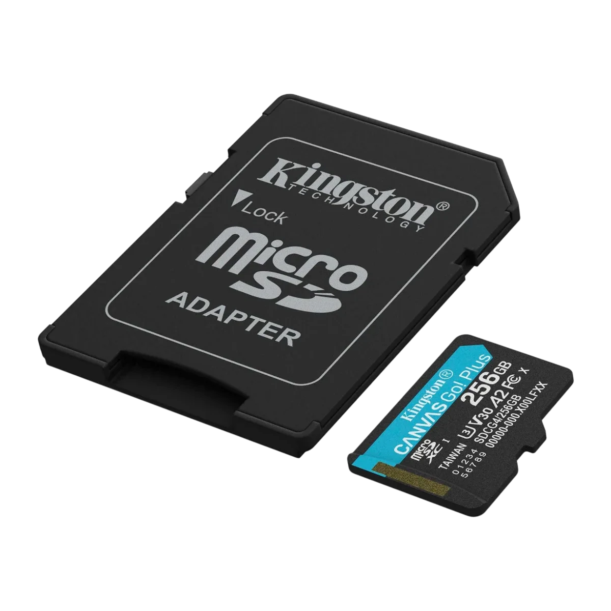 Kingston Canvas Go! Plus microSD 256GB, angled view