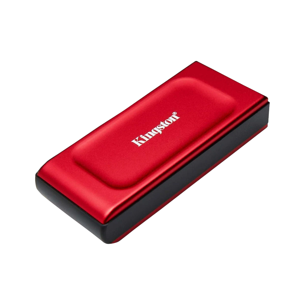 Kingston XS1000 1TB portable SSD in red, angled view