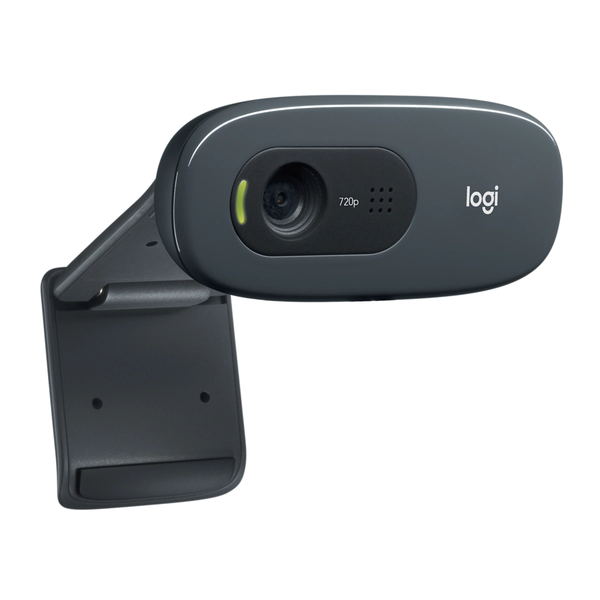 Logitech C270 webcam with clip, angled view