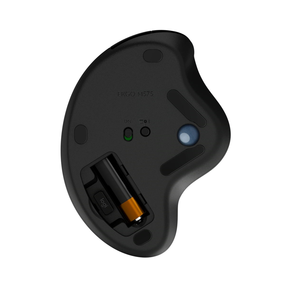 Logitech ERGO M575 underside with receiver storage