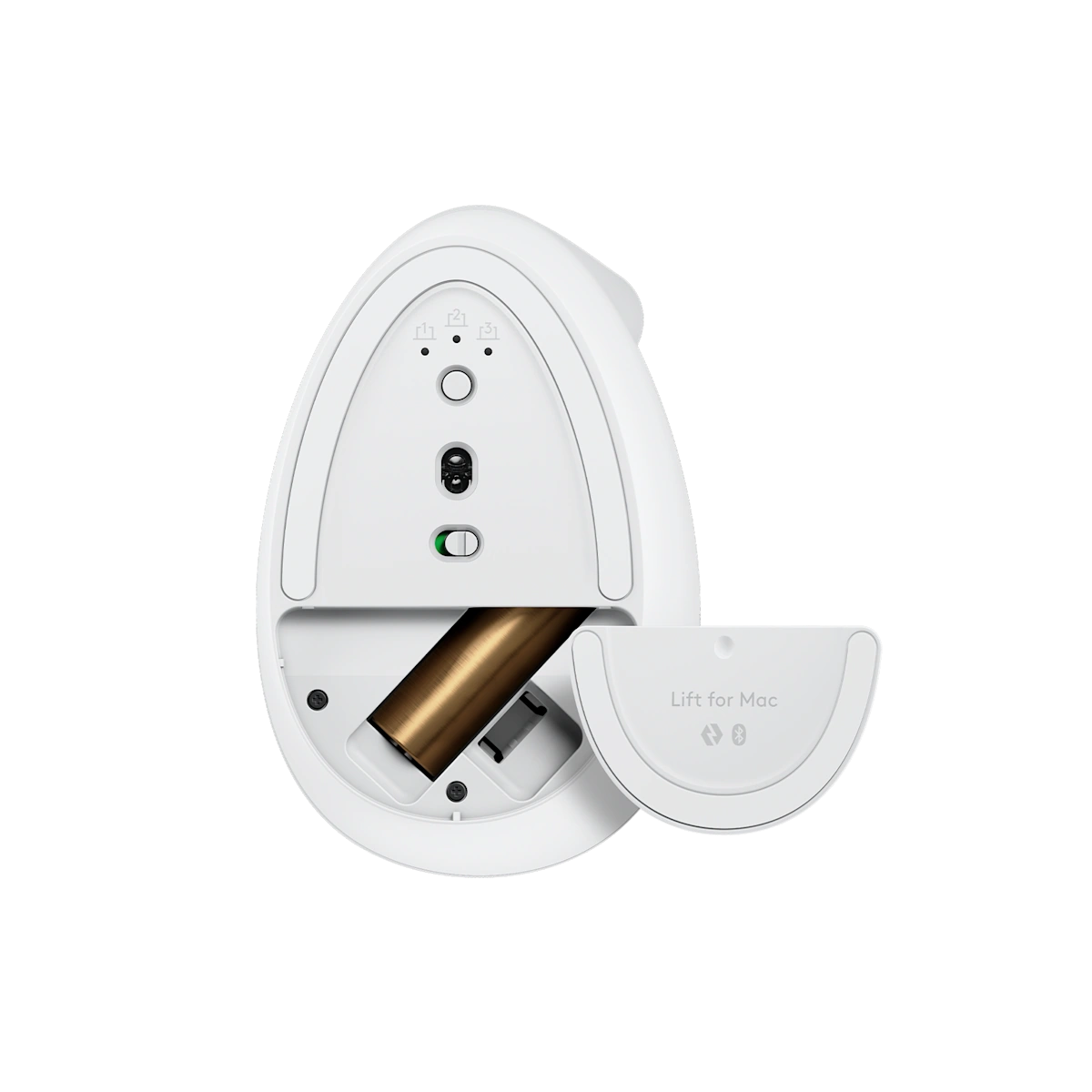 Logitech Lift for Mac underside with battery compartment