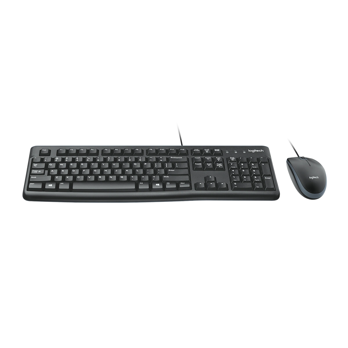 Logitech MK120 keyboard and mouse, angled view