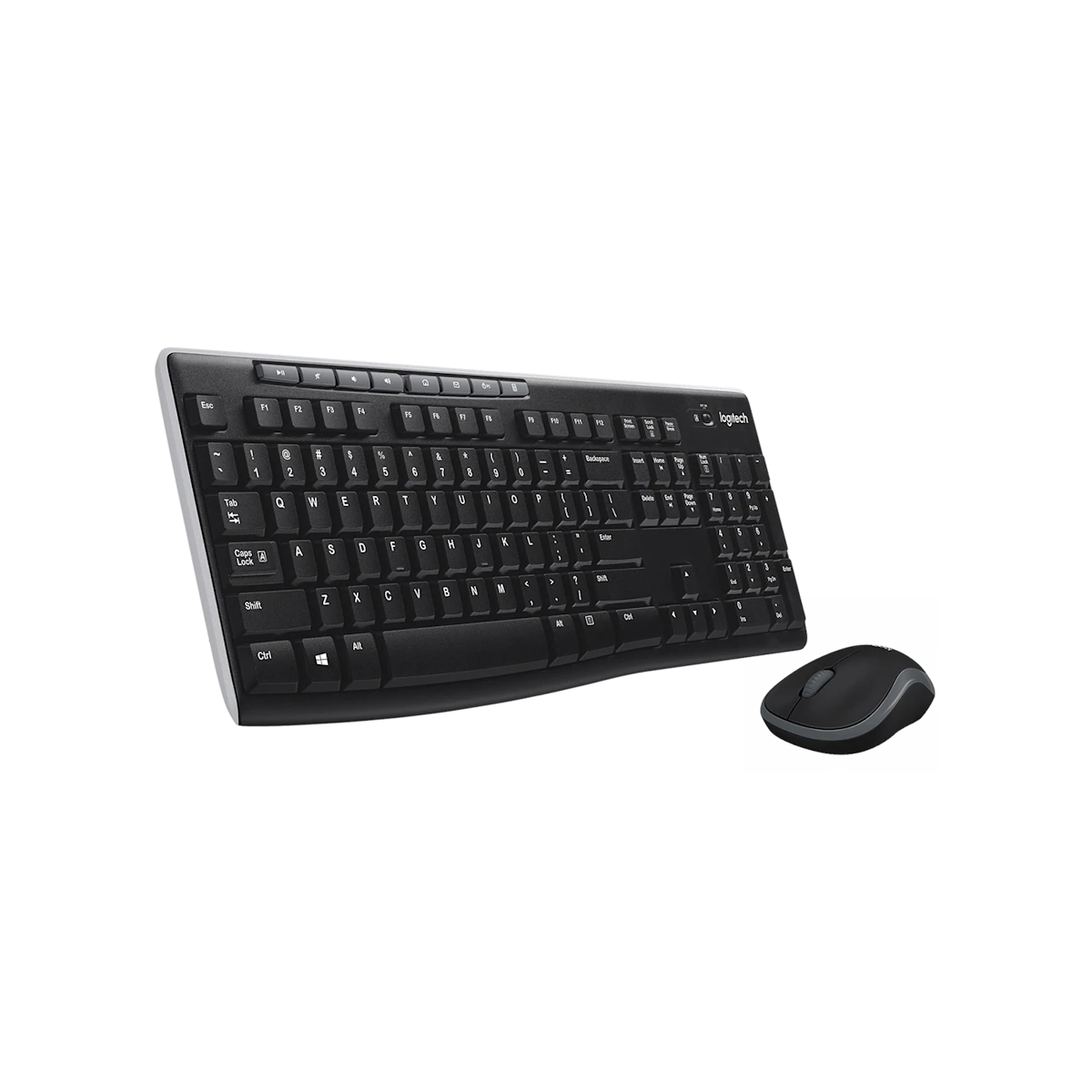 Logitech MK270 keyboard and mouse, angled view
