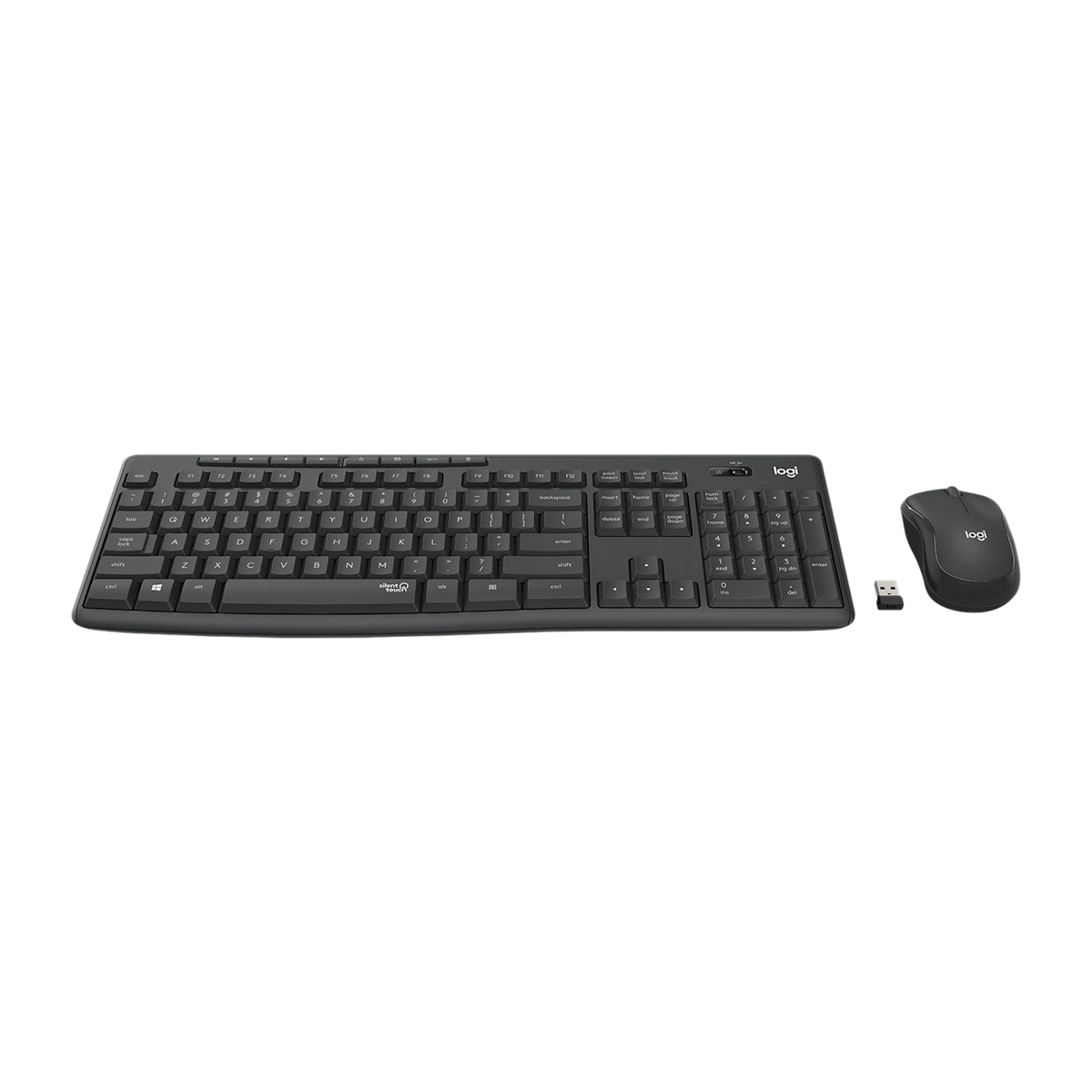 Logitech MK295 keyboard and mouse, angled view