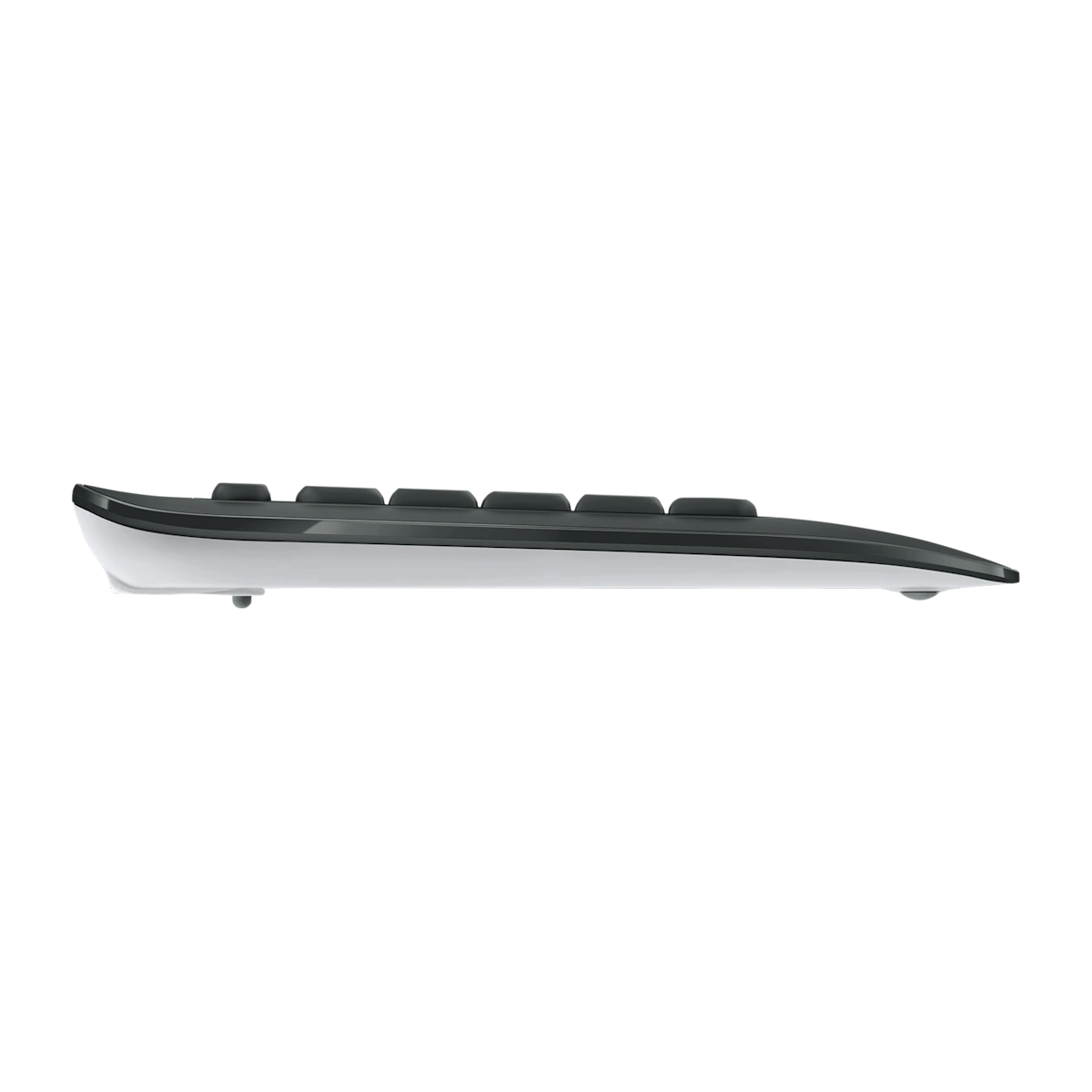 Logitech MK540 keyboard, side profile with tilt legs