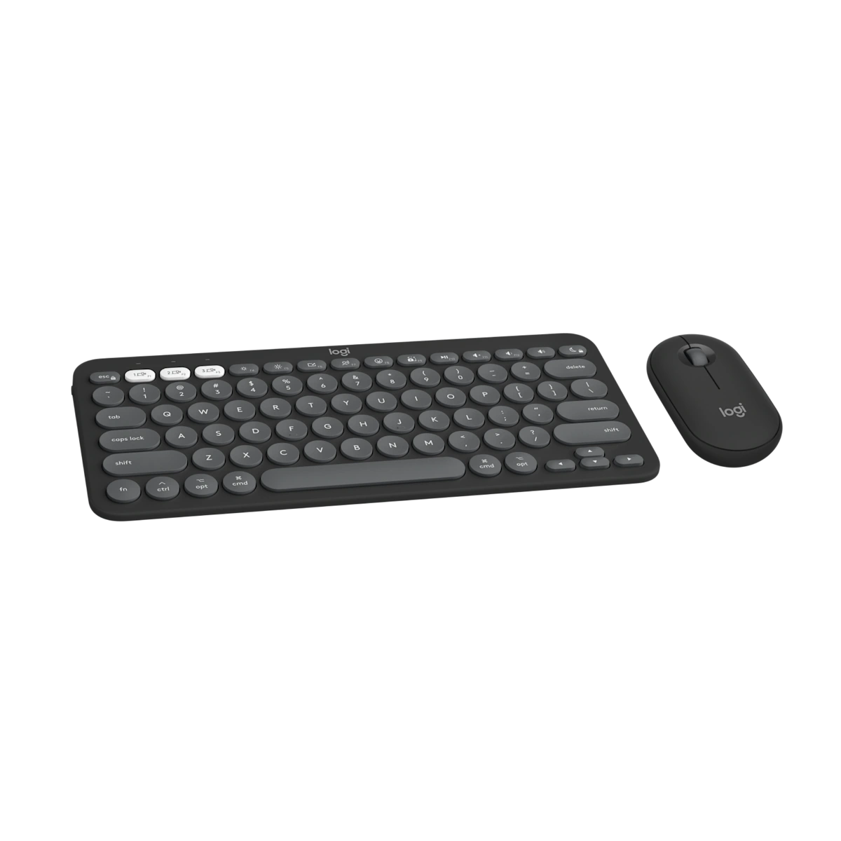 Logitech Pebble 2 keyboard and mouse for Mac, front view
