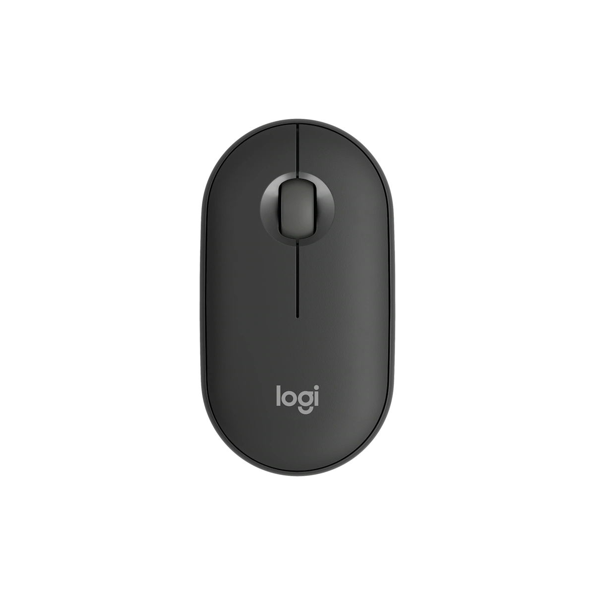 Logitech Pebble Mouse 2 M350s, tonal graphite, top view