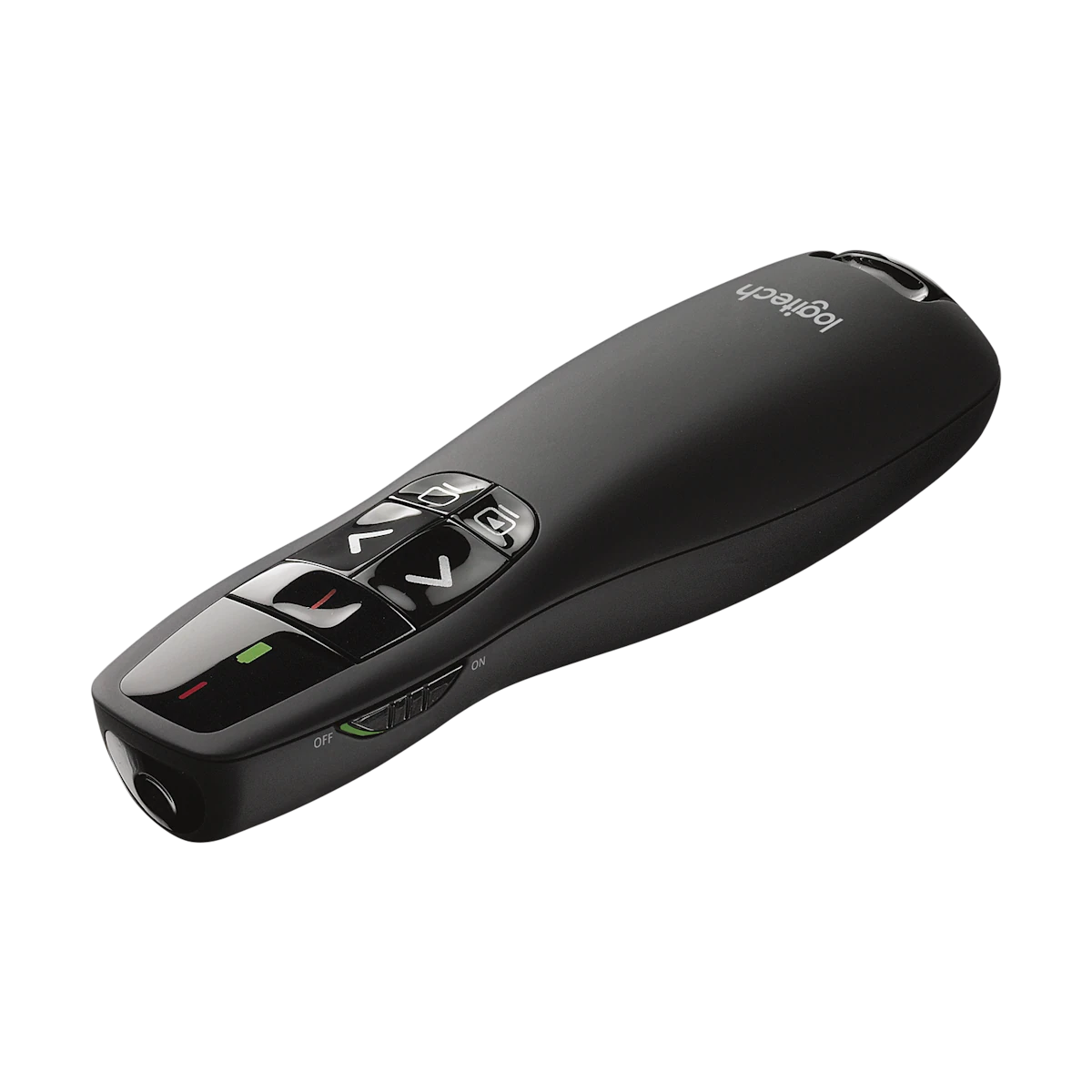 Logitech R400 presenter buttons, angled view