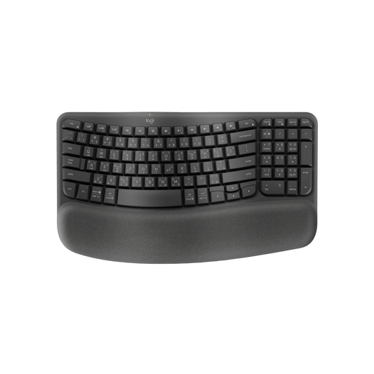 Logitech Wave Keys ergonomic keyboard with Arabic/English keys, top view