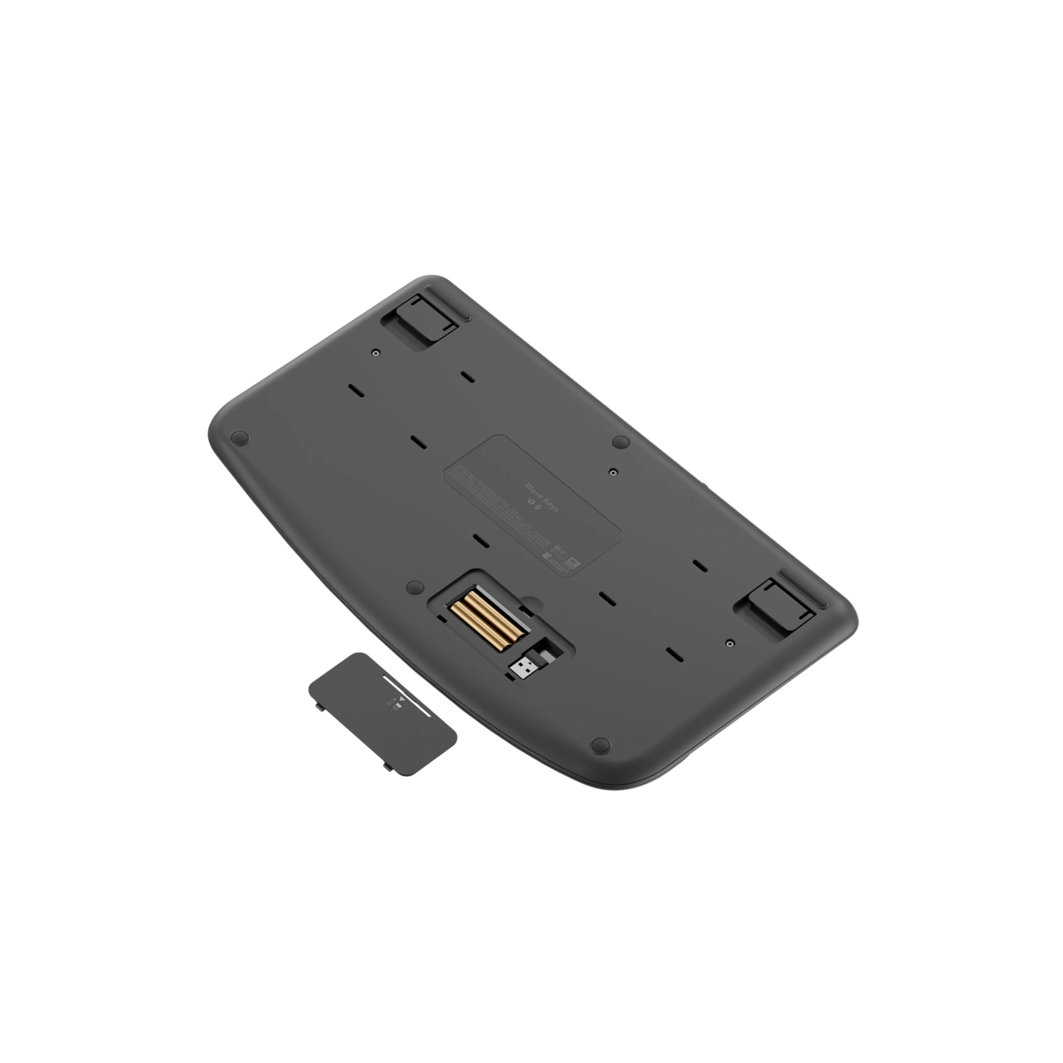 Logitech Wave Keys keyboard underside with Logi Bolt receiver