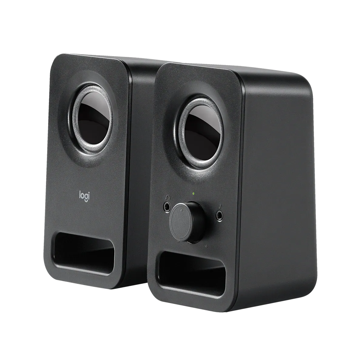 Logitech Z150 speakers, angled view
