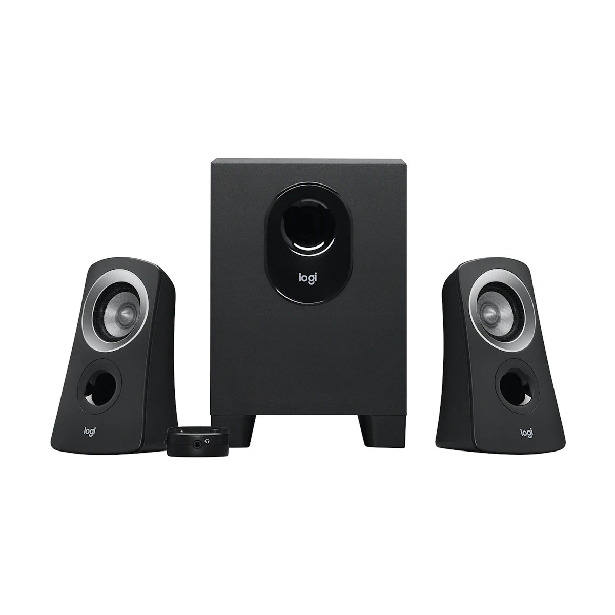 Logitech Z313 subwoofer with two satellite speakers, front view