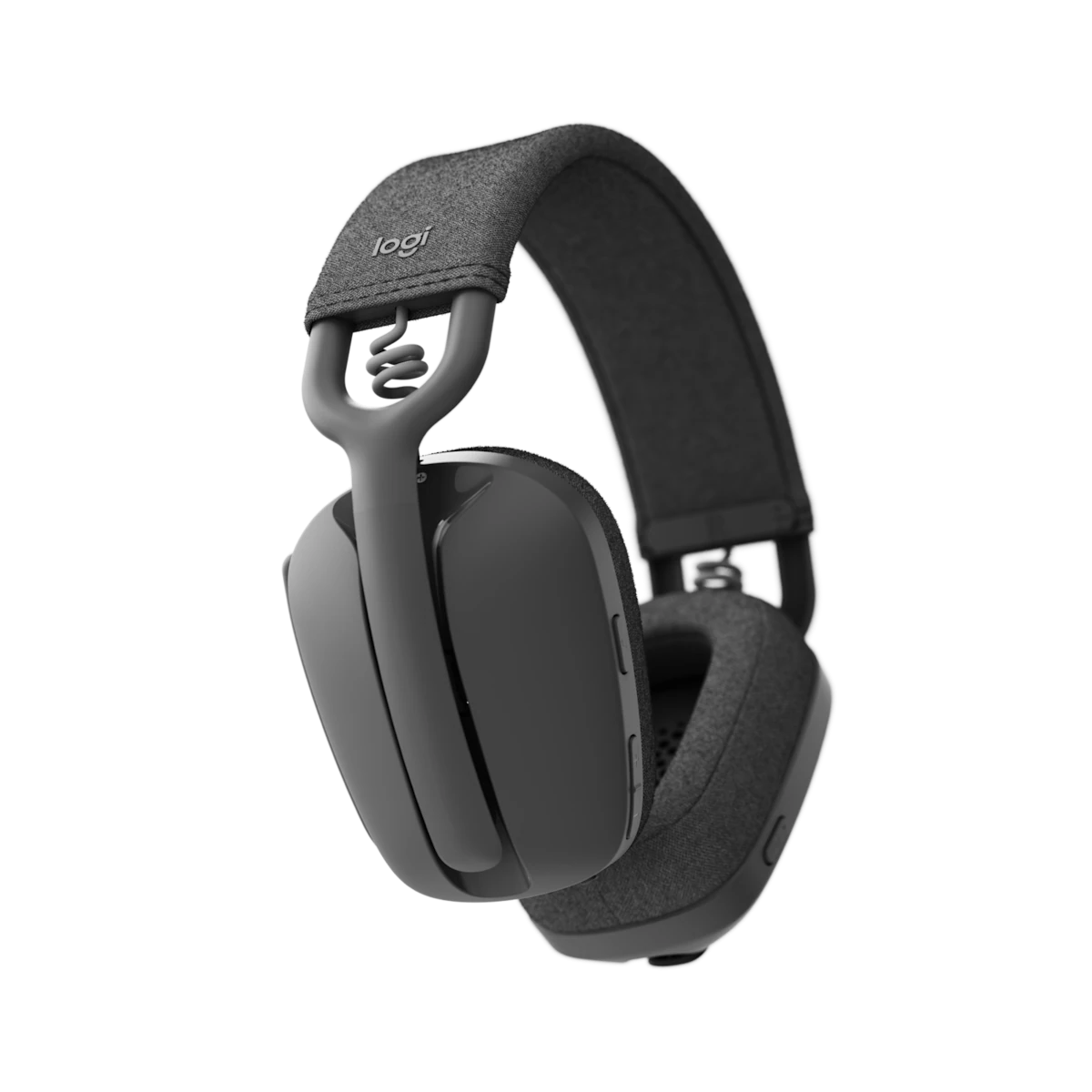 Logitech Zone Vibe 100 earcup and controls, side view