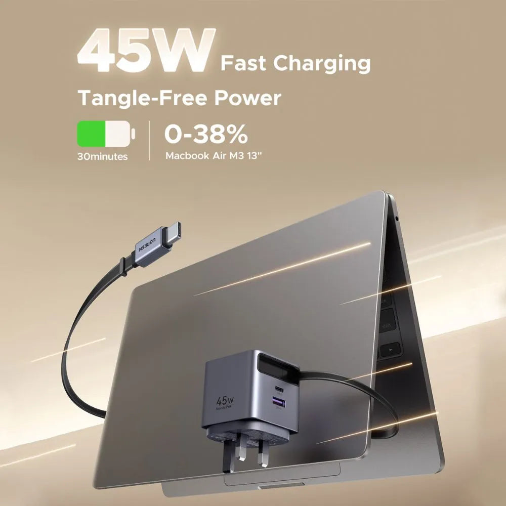 UGreen Nexode Pro 45W USB-C Charger with Retractable Cable