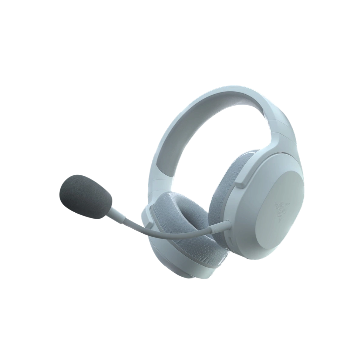 Razer Barracuda X wireless headset in white with detachable mic, angled view