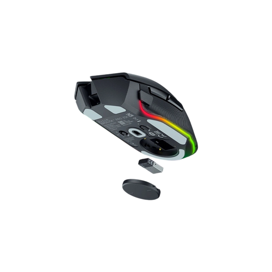 Razer Basilisk V3 Pro 35K in black with Chroma RGB and wireless dongle