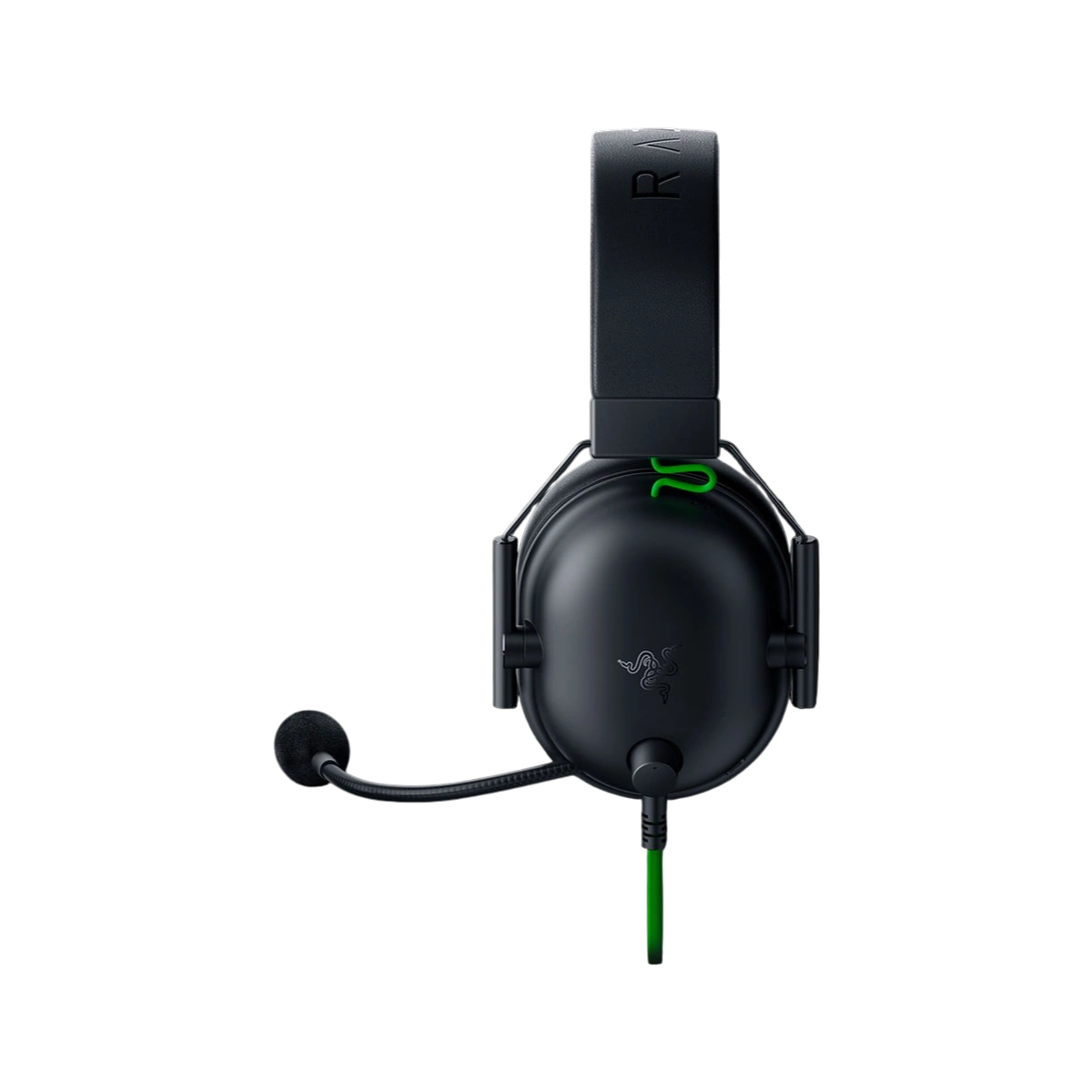 Razer BlackShark V2 X wired gaming headset in Black, side view with microphone