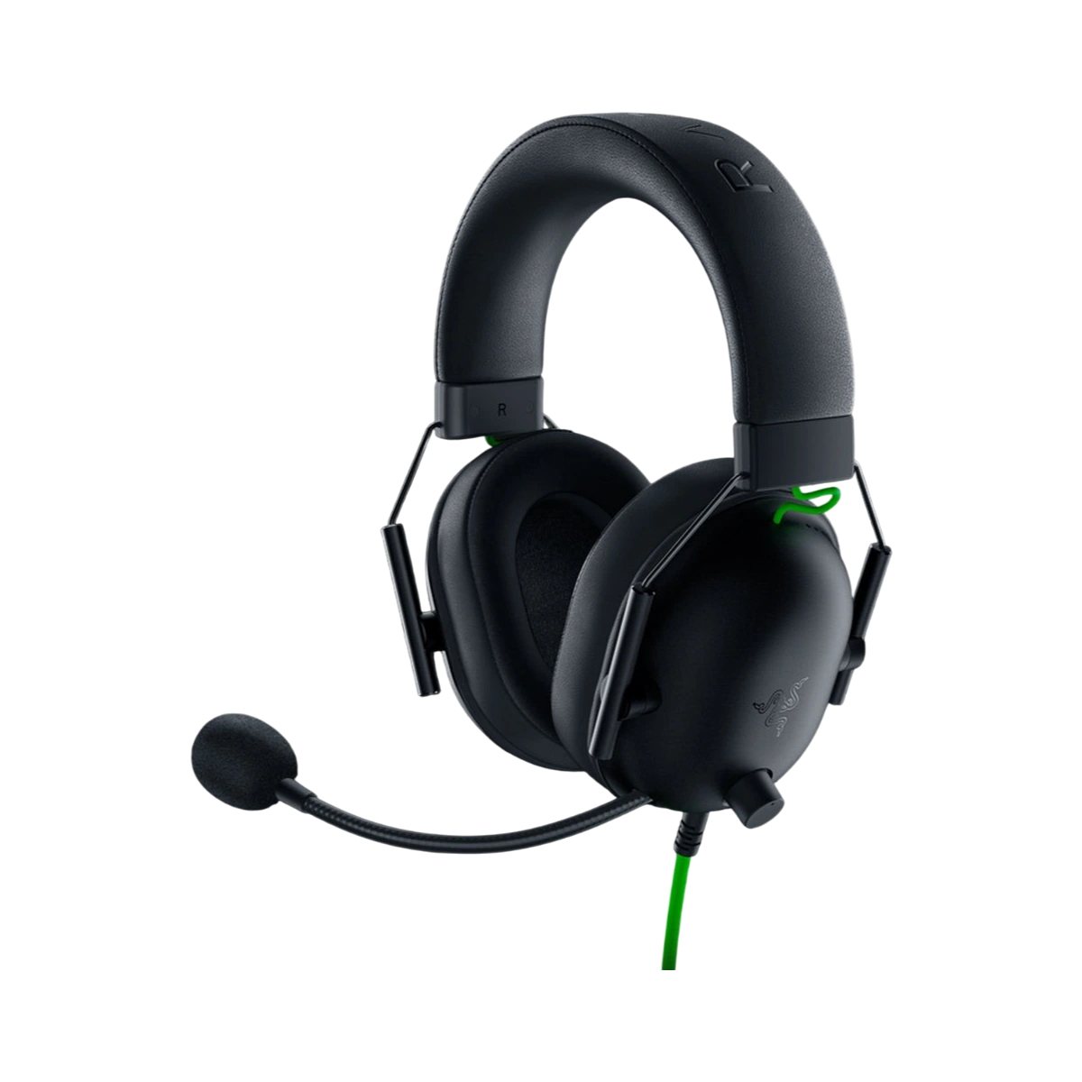 Razer BlackShark V2 X Black, angled view with detachable-style boom mic
