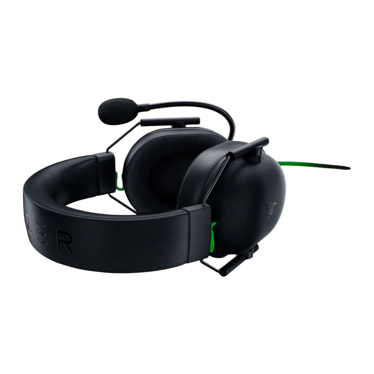 Razer BlackShark V2 X Black lying flat showing headband and ear cushions