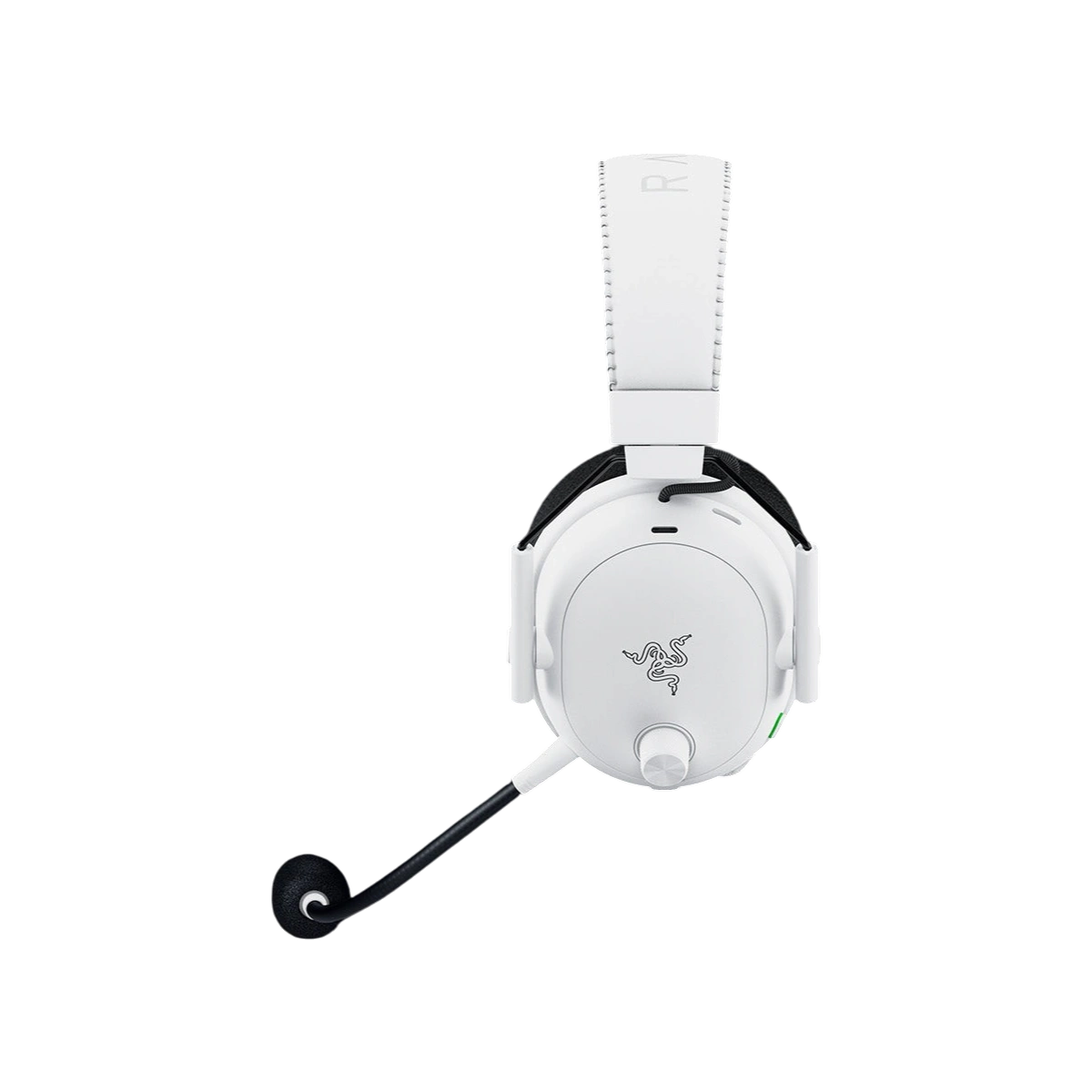 Razer BlackShark V3 Pro wireless ANC headset in white, side view with microphone
