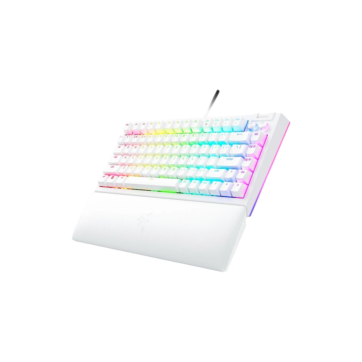 Razer BlackWidow V4 75% white, angled view