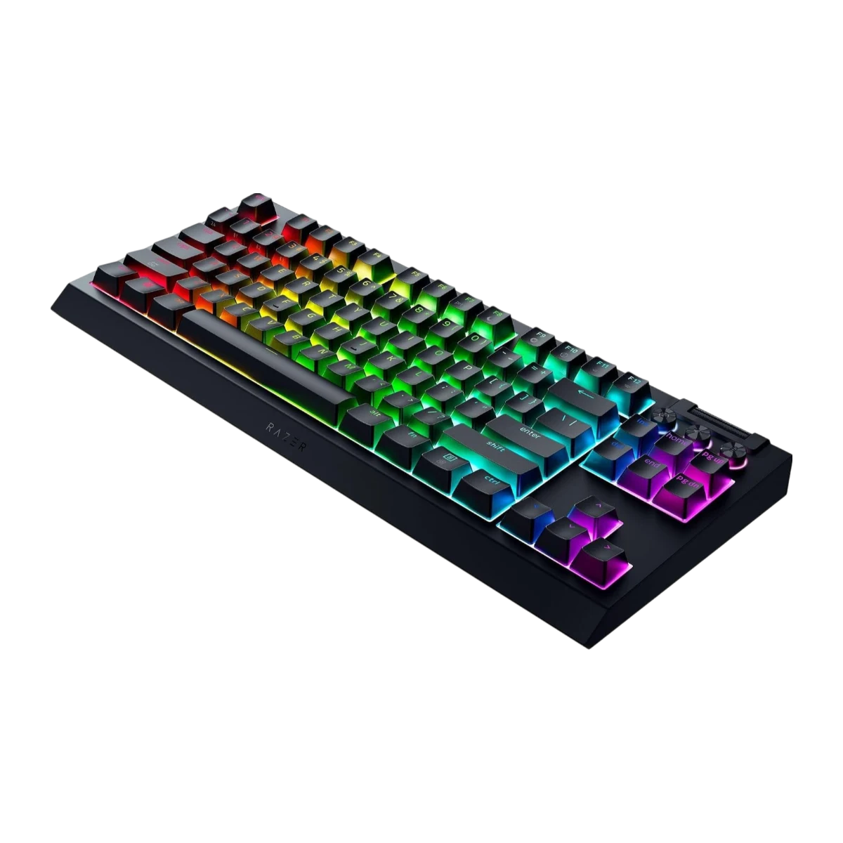 Razer BlackWidow V4 Tenkeyless HyperSpeed wireless keyboard, angled view