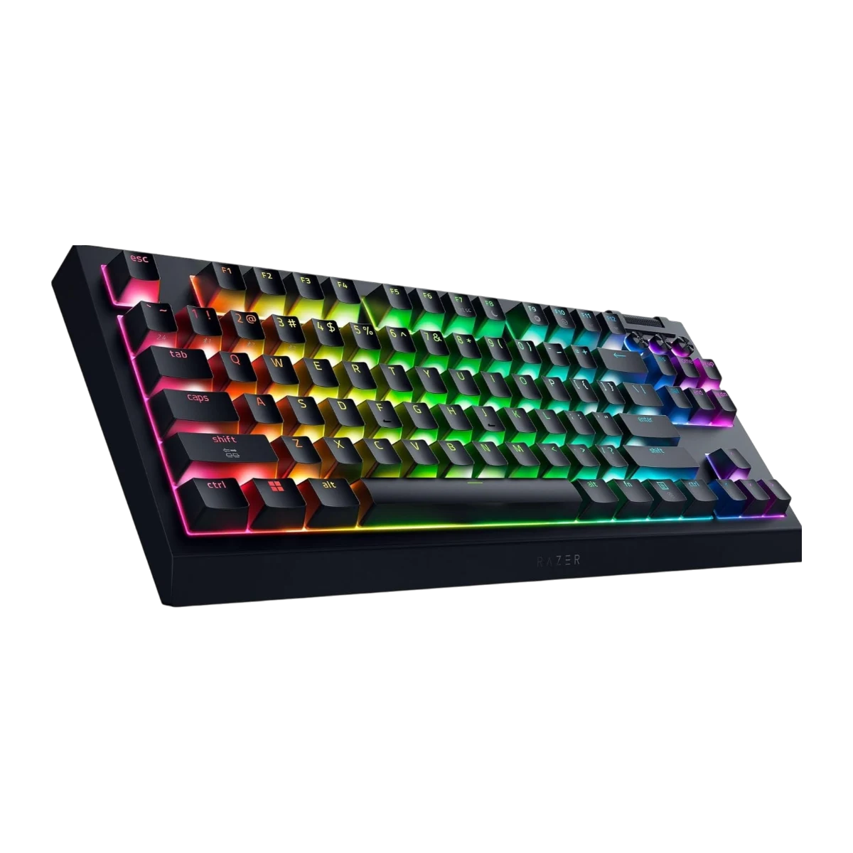 Razer BlackWidow V4 Tenkeyless HyperSpeed wireless keyboard, side angle